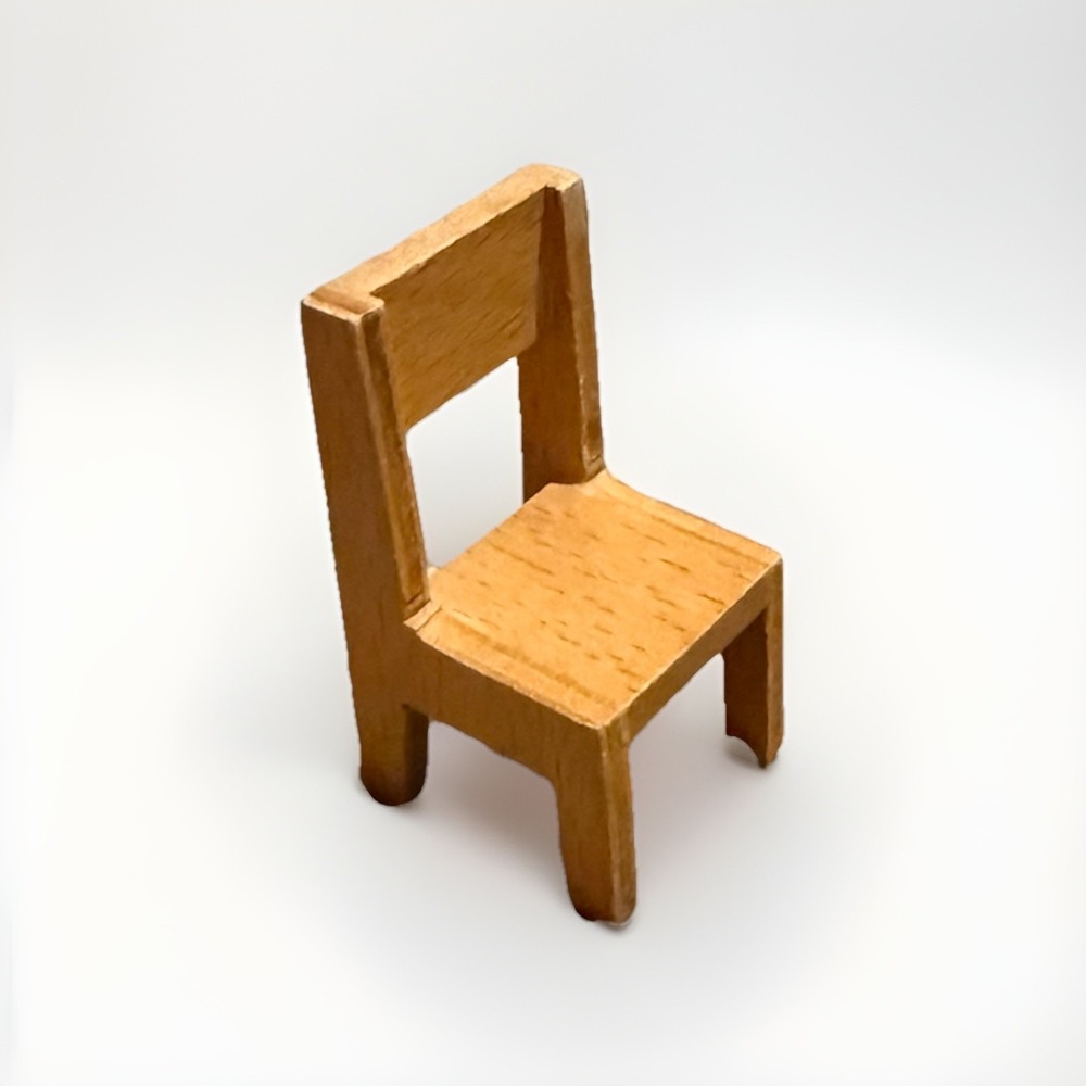 Handcrafted Miniature Wooden Chair Natural Grain Rustic Dollhouse Furniture - Picture 2 of 6